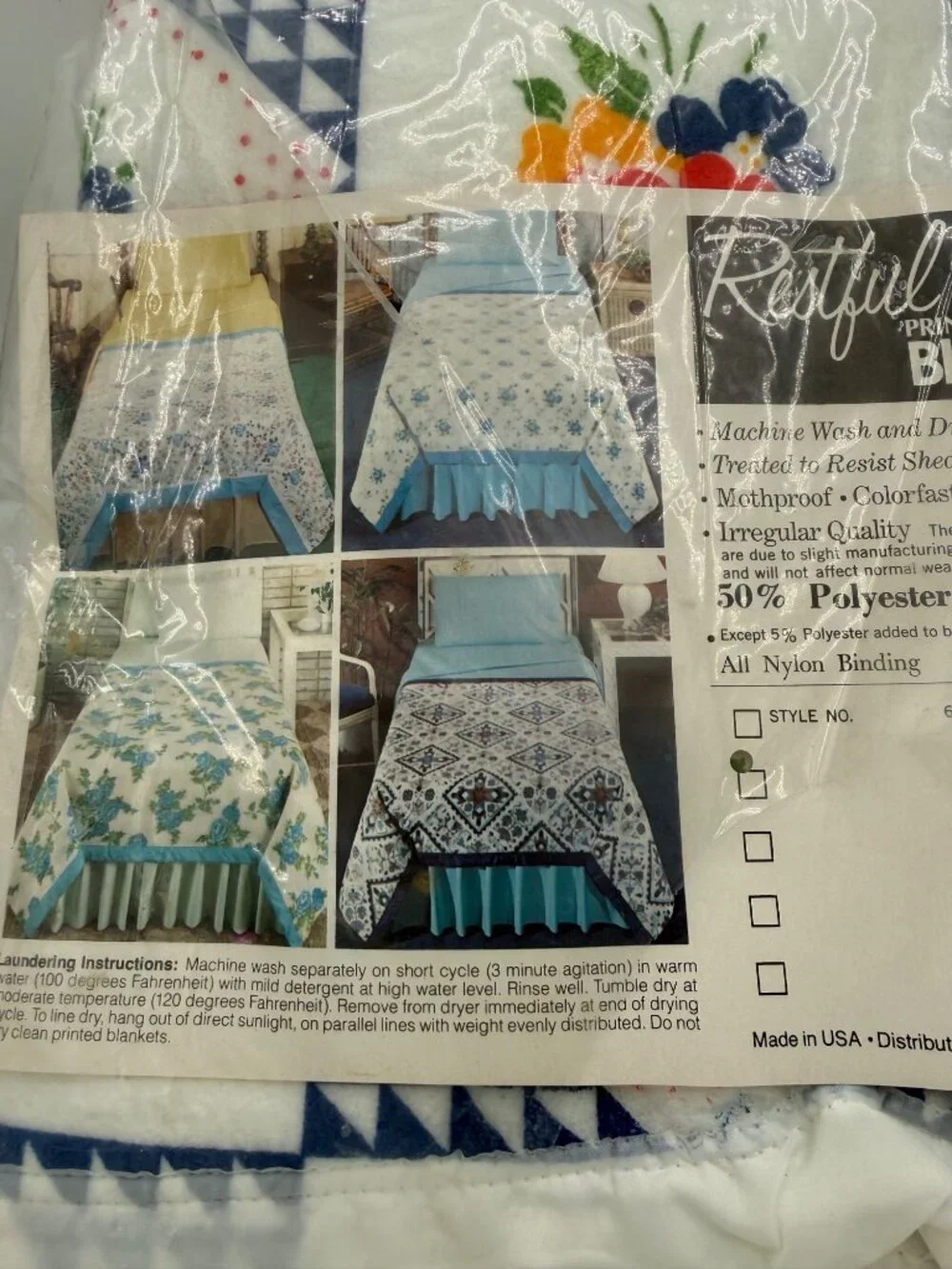 Vintage Blanket Satin Trim Restful 72